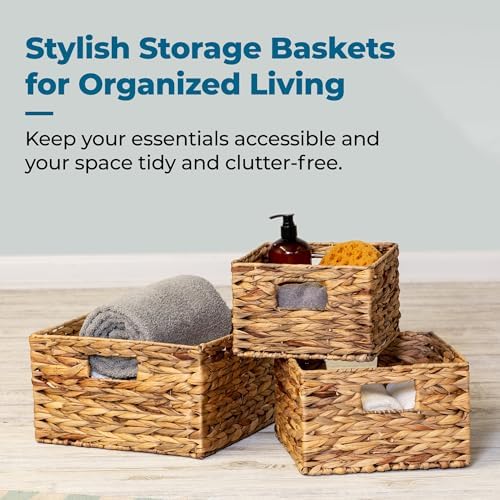 Honey-Can-Do Woven Water Hyacinth Wicker Storage Baskets, Nesting Set of 3, 9" L x 9" W x 6" H (Pack of 3) - Image 5