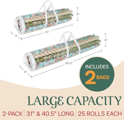 Elf Stor Wrapping Paper Storage Bags, Clear, Set of 2, 9” x 40.5” - Image 2