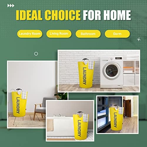 Caroeas 95L Pro Large Laundry Basket (13 Colors), Waterproof Laundry Hamper, Laundry Bag with Padded Handles, Clothes Hamper Stands Up Well, Collapsible Laundry Basket Easy Storage(Yellow) - Image 4