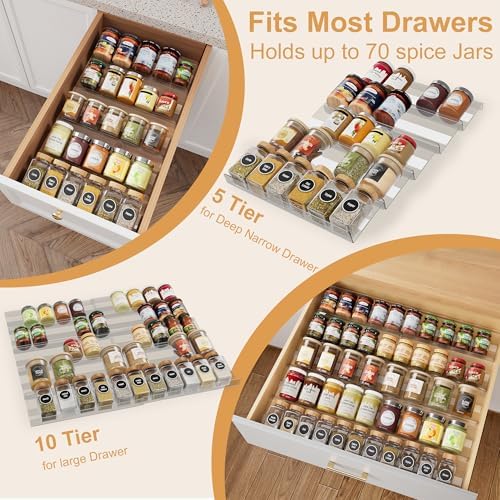 10-Pack Adjustable Spice Drawer Organizer - Image 6