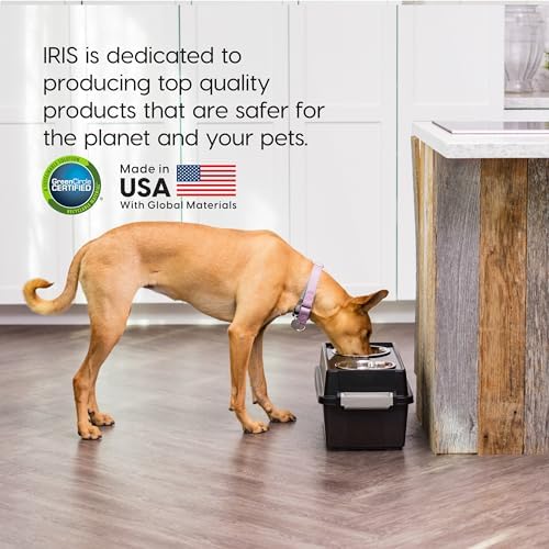 IRIS USA Elevated Dog Bowls 9" H, up to 13 lb Storage, Black, Made in USA, Medium - 9" H w/ 2 Bowls (Pack of 4) - Image 4
