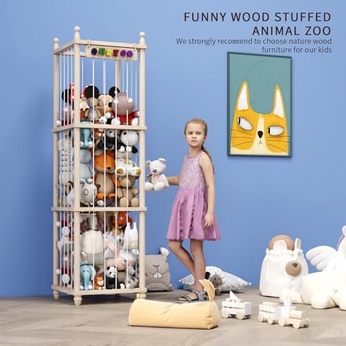 Stuffed Animal Storage Wood Toy Storage Organizer, Upgraded Design from Bean Bag Stuffed Animal Hammock Plushie Net, Large Toy Chest Stuffed animal holder for Kids Nursery Playroom Bedroom （XL） - Image 3