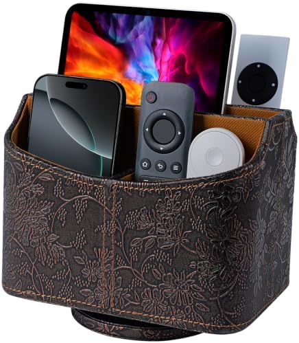 Remote Control Holder, Spinning Desk Organizer with 5 Compartments by Lorteme