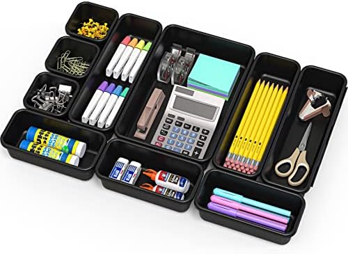 Simple Houseware Interlocking Desk Drawer Bins Organizer, 10 Packs, Black by SimpleHouseware