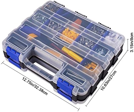 Small Parts Storage Case Tools Box Organizer Double Side 34 Compartments Hardware Organizers with Removable Plastic Dividers for Screws Nuts Nails Bolts - Image 6