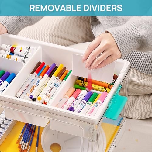 Vtopmart 24 QT Clear Plastic Craft Storage Box with Tray & Dividers, 2 Pack - Image 3