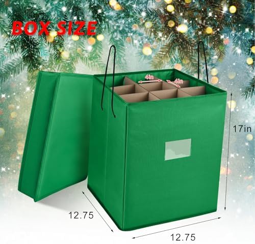 Christmas Nutcracker and Figurine Collectible Storage Box, Fits 9 Holiday Ornaments, Stores Up to 16" Tall Ornaments, Holiday Decor Organizer with Dividers, Nutcracker not Included(Green) - Image 3
