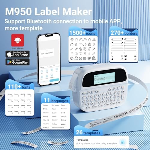 M950 Label Maker Machine with Tapes, Label Maker Waterproof-Labels - Image 6
