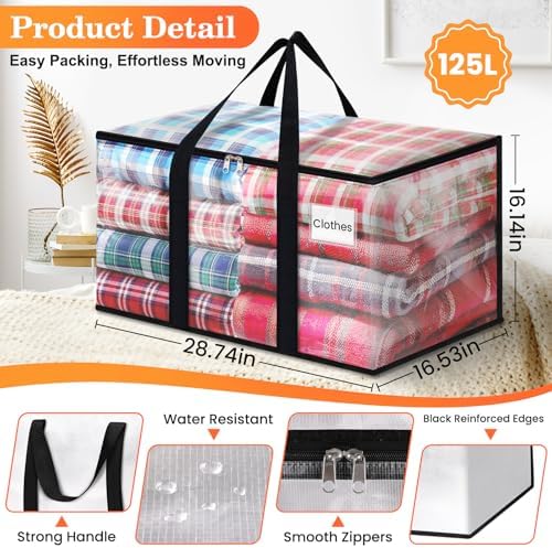 Moving Bags, Extra Large Heavy Duty Storage Bags, 125L, 10 Packs - Image 3