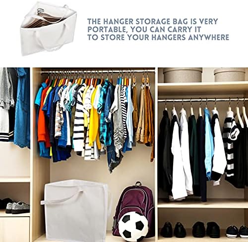 Foldable Triangle Hanger Bag with Handles, Space Saving Organisers Tidy Storage in Closets, 18" x 13" x 13.2", White, Cotton, Linen - Image 6
