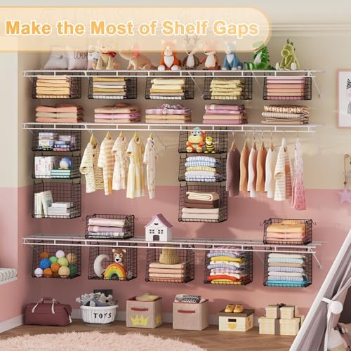 Lyuwanxian 4-Tier Hanging Closet Organizer with 360°Rotating Hooks – Foldable Hanging Shelves for Small Spaces, Wire Storage Basket, Closet Organizer System, Black - Image 6