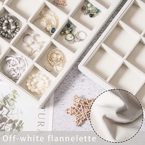 Coward 2PC Stackable 24 Gird Jewelry Organizer Tray Necklace Earring Box Storage Drawer Ring Bracelet Display Holder (beige(24grid+24grid)) - Image 3