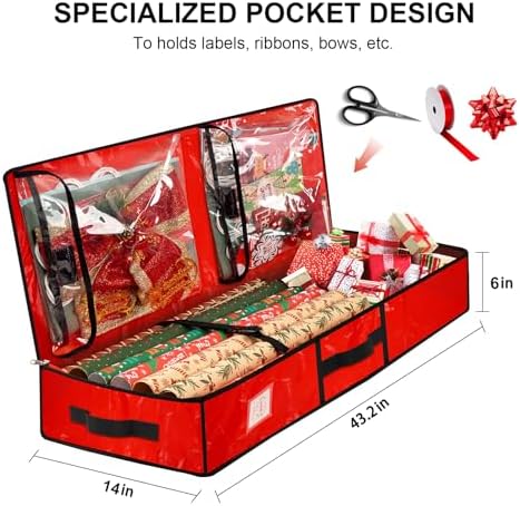 HikooLSS Wrapping Paper Organizer Storage Container for Christmas Holiday - Image 2