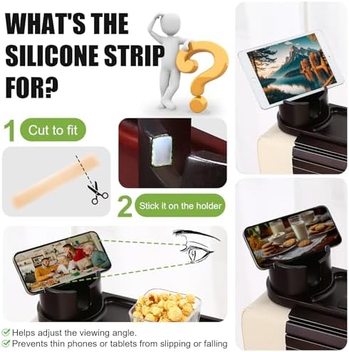 Couch Cup Holder with Phone Stand, Couch Arm Tray for Armrests Over 4.9" - Image 3