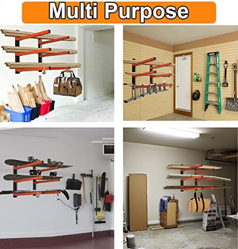 Thanaddo 3-Level Metal Storage Rack, Heavy Duty Wall Mount, 330 lb Capacity, for Lumber, Wood, Pipes, Garage, Workspace (2 Pack) - Image 6
