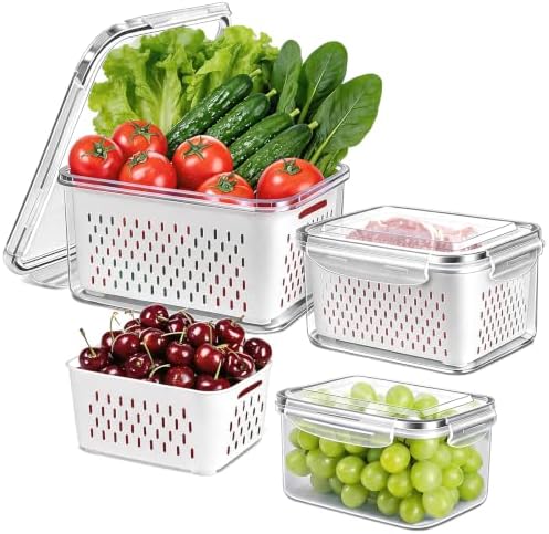 6 Pieces Large Fruit Produce Storage Containers for Fridge Keep Fresh by ODOMU