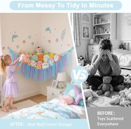 FIOBEE Stuffed Animals Net LED Light Toy Hammock for Kids Bedroom Storage - Image 3