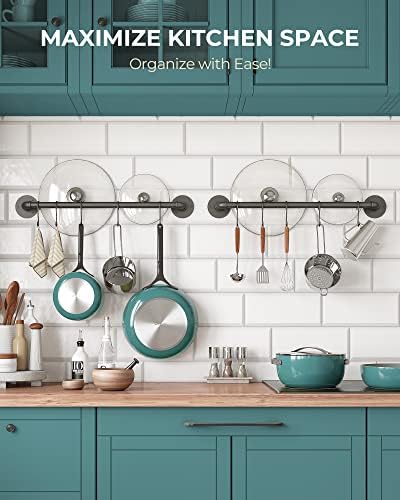OROPY 21'' Pot Rack Wall Mounted, Iron Pipe Hanging Rack, 10 S Hooks, 2Pack - Image 2