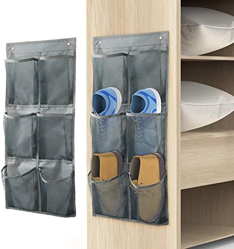 2Pack Canvas Shoe Organizer, Wall or Door Mount, Gray by Yocice