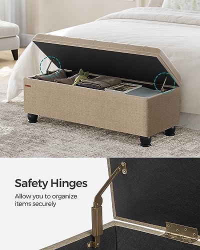 SONGMICS Storage Ottoman, 46.5 Inches Bedroom Bench, Solid Wood Legs - Image 5