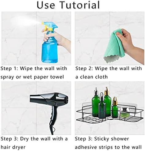 4 Pack Shower Caddy Adhesive for Replacement, Strong Transparent Adhesive for Shower Caddy Sticky Pads, No Drilling for Corner Shelf Basket, Bathroom Storage Shelves, Kitchen Racks and Soap Holder - Image 3