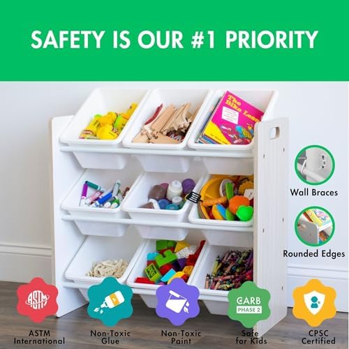 Humble Crew Kids Toy Organizer with 9 Bins, 3 Tier Storage for Playroom - Image 4