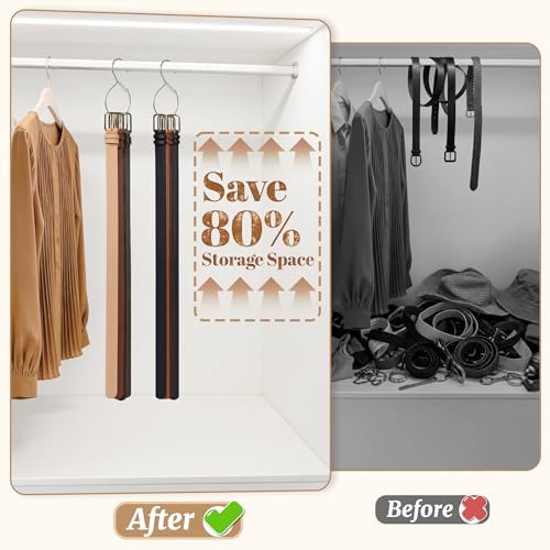 MEILIDY Metal Belt Hanger with Safety Buckle for Closet, Silver, 2 Pcs - Image 6