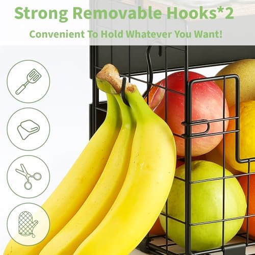 Haotao Magnetic Shelf for Fridge With Wood Lid,Fruit Vegetable Potato & Onion Organizers Storage Basket Bins For Refrigerator Kitchen Countertop Container - Image 5