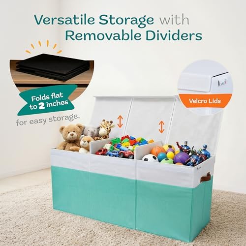 SoftOwl Extra Large Toy Storage Organizer with Lid - Sturdy, Collapsible Toy Chest Storage Box Design - Toys Bin with Dividers for Kids, Nursery, Bedroom, Playroom 37"x16"x14" - Image 5