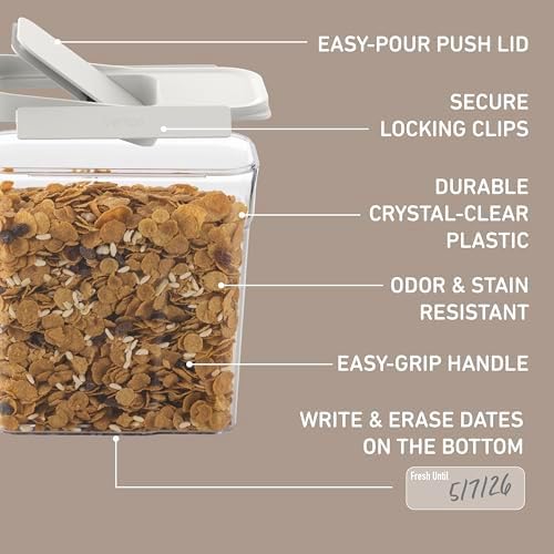 Bentgo Pantry - 6-Piece Airtight Cereal Containers, Easy Push & Pour Lid, Stackable & Clear BPA-Free Storage, Locking Lids for Freshness – Ideal for Kitchen & Pantry Organization (Snow) - Image 5