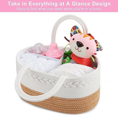 ABenkle Baby Diaper Caddy Organizer, Cotton Rope Nursery Storage Basket - Image 5