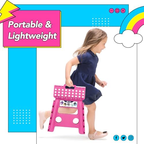 Delxo Folding Step Stool 13 Inch,300 Lbs Step Stool for Adults Pink - Image 3