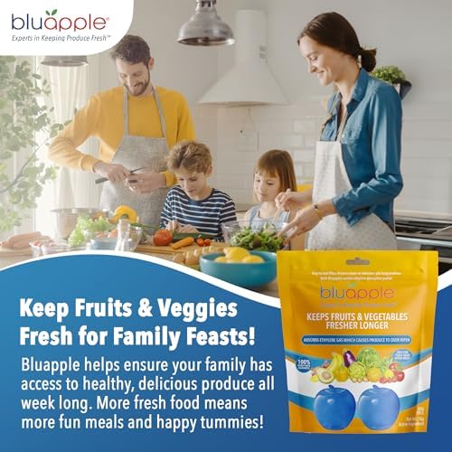Bluapple Produce Saver Ethylene Gas Absorber - Fresh Fruit & Vegetable Storage for Refrigerator Crisper, Shelves & Fruit Bowls, Produce Keeper, Fruit Saver, Kitchen Must Haves, BPA-Free - 2-Pack - Image 5