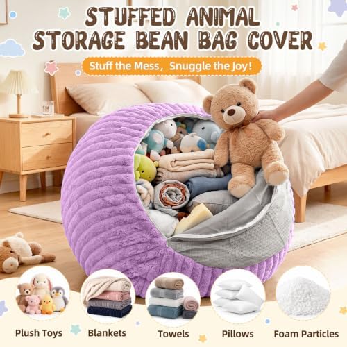 Bean Bag Cover No Filler Stuffed Animal Storage Bean Bag Chair Cover - Image 4