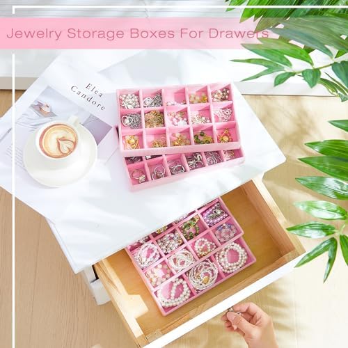 Junkin 12 Pcs Velvet Jewelry Organizer Tray, Stackable Storage - Image 5