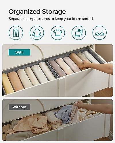 SONGMICS Set of 2 Foldable Wardrobe Clothes Organizers, 6-Compartment - Image 3