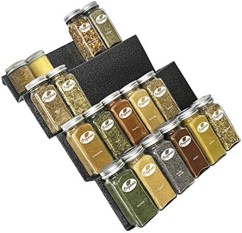 LYNK PROFESSIONAL® Spice Drawer Organizer - Heavy Gauge Steel 4 Tier Rack - Drawer Insert Tray for Spice Jars, Herbs and Seasoning - Kitchen Cabinet Storage - Silver Metallic, Medium - Image 2
