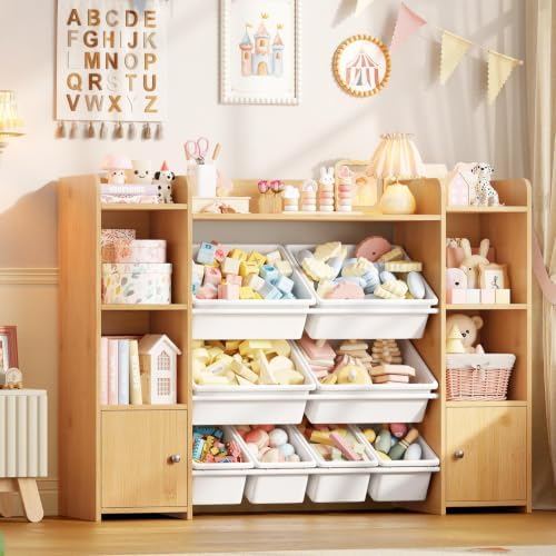 FOTOSOK Toy Storage Organizer with 8 Toy Bins, Toy Organizer Toy Bin for Kids by FOTOSOK
