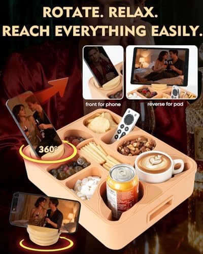 Couch Cup Holder Tray Dual Cup Silicone Organizer – Waterproof Anti-Slip Snack & Drink Tray for Sofa, Bed, Car & Camping, Dishwasher Safe Funny Gift - Image 3