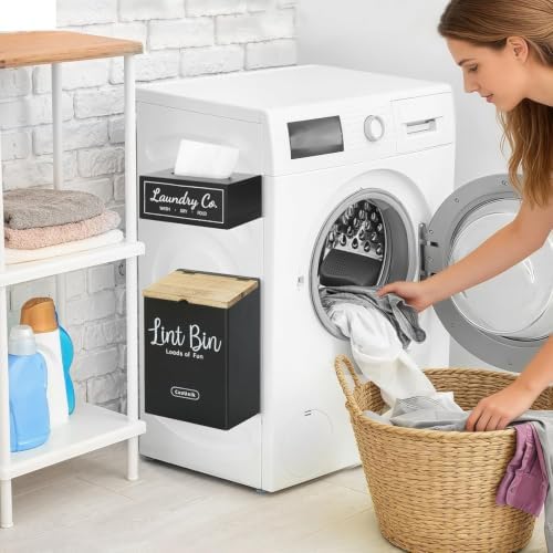 Magnetic Lint Bin and Dryer Sheet Holder Set for Laundry Room Organization - Image 6