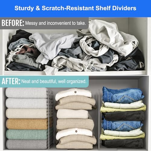 OKPOW Shelf Dividers Closet Organizer - 12" Tall X 11.8" Deep Acrylic Clear Sturdy Separate for Clothes Purse - Adjustable Space Saver Easy Install for Home Organization Enthusiasts 4 Pack - Image 6