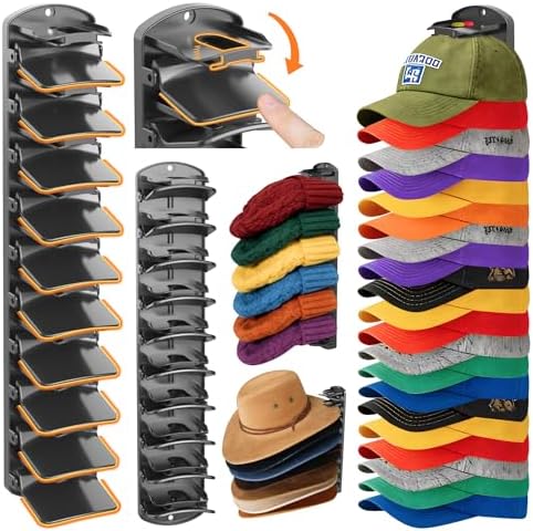 Spring Clip Hat Organizer Hold Storage 40 Caps for Baseball Caps（2-Pack） Wall Mount Closet & Door Hat Rack Holder Hanging Closet Install with Strong Adhesive or Screws. by Unknown