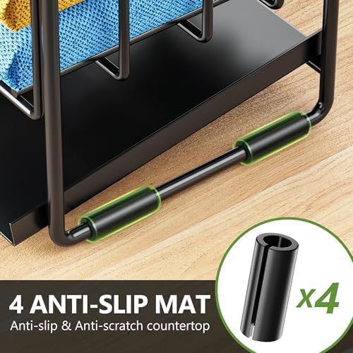 Cisily 2-Tier Kitchen Sink Caddy Organzier Rack with Dish Brush Sponge Holder - Image 5