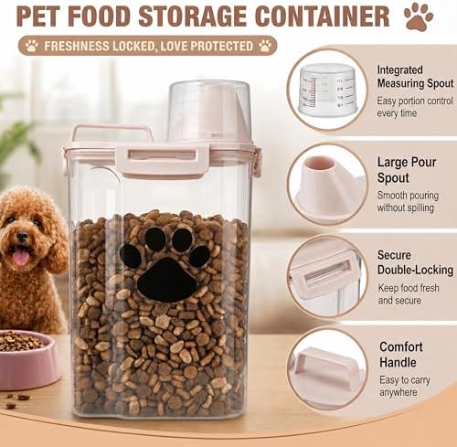 Dog Storage Container with Cleaning Brush and Measuring Cup - Image 3