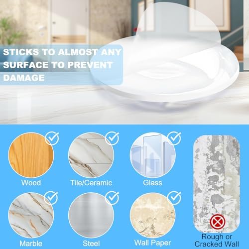 Clear 2" Door Knob Wall Protector, Self Adhesive Wall Stopper, 6 Pack - Image 4