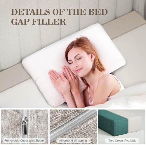 DEEPSHARK Mattress Extender,Bed Gap/Space Filler,Headboard Wall Space Gap Filler for King,High-Density Sponge,Removable and Washable Cover（Beige-King-78 * 4 * 10in） - Image 2