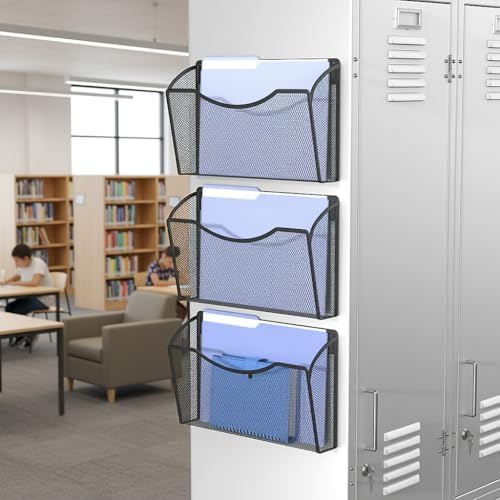 MINDEPOT Magnetic Wall File Organizer, Hanging File Holder, 2 Pack, Black - Image 5