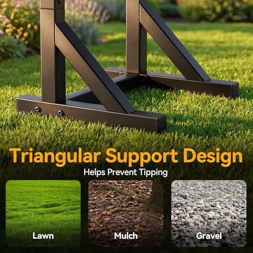 Garden Hose Holder Stand, Freestanding Heavy Duty Metal Hose Holder with Stable Base and Tool Hooks, Rustproof Water Hose Storage Rack for Outside Yard Lawn（2 Pack) - Image 6
