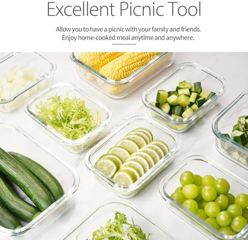 AILTEC Glass Food Storage Containers with Lids, 10 Pack Meal Prep Set - Image 2