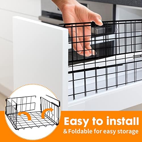 PowerKing Under Shelf Storage Baskets, Under Cabinet Basket, 2 Pack, Black - Image 3